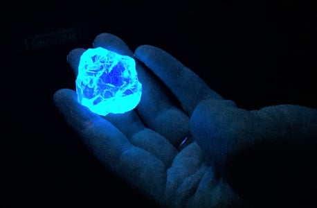 Foxfire 187 carat Rough Diamond exhibiting Strong Fluorescence